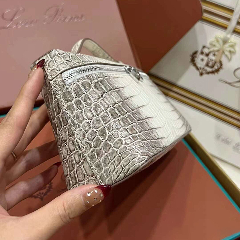 Bolsa de almuerzo de patrón de cocodrilo lp19 bolsa de almuerzo de cuero, hombro único, diagonal, bolso de maquillaje de moda simple de mano, alta costura, bolso de mujer