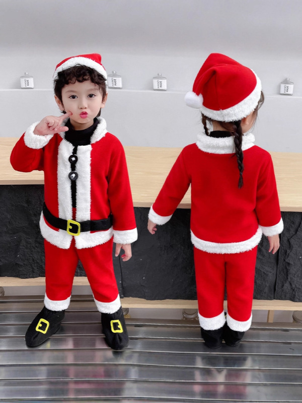 圣诞节服装男女童圣诞老人红色COS表演服新款婴儿圣诞服主题服装|undefined