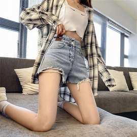 牛仔短裤女2023新款夏高腰显瘦阔腿宽松a字超短热裤潮ins夏天薄款