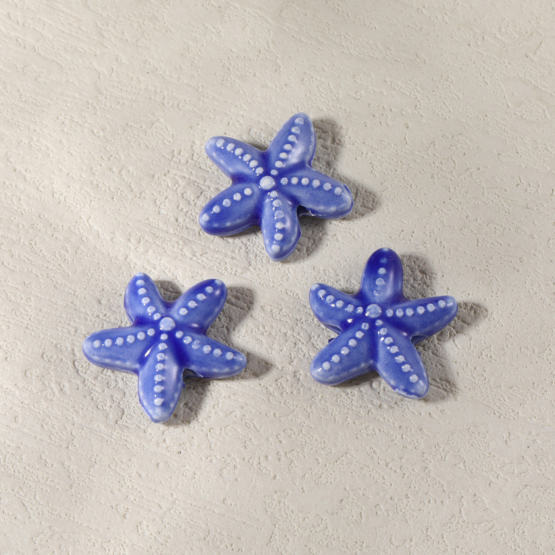 海星陶瓷珠手绘珠穿孔海星散珠 手工diy手链项链挂饰串珠饰品配件|undefined