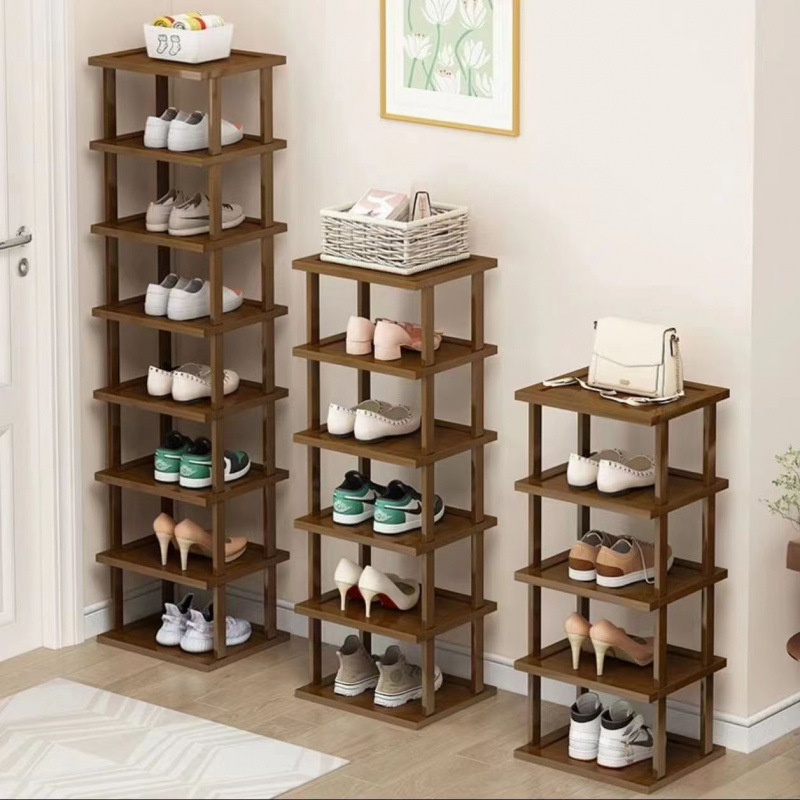 简易鞋架多层省空间家用门口入户窄小型竹鞋柜拼装组合鞋子架楠竹