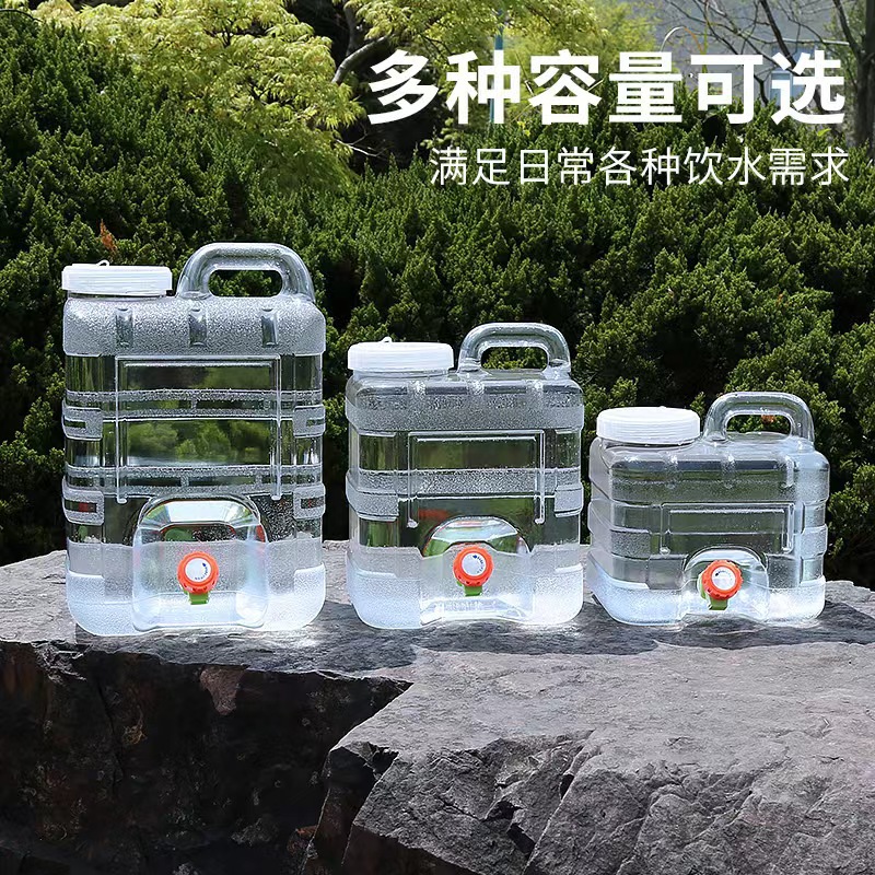 PC Outdoor Water Barrel Camping Car Camping Water Faucet Storage Water Barrel Handheld Square Mineral Water Purified Water Barrel
