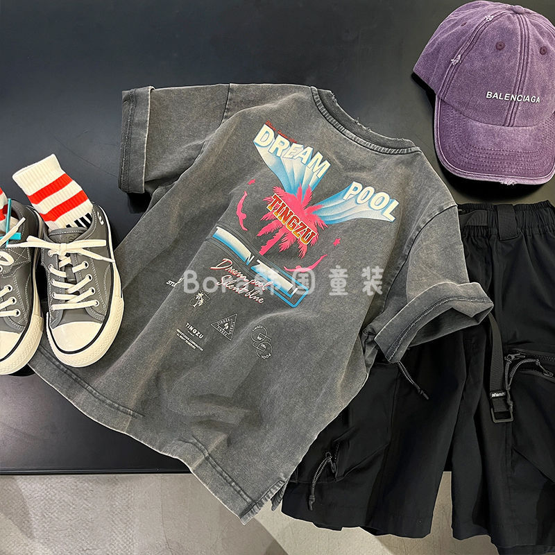 年中クリアランス、男の子と女の子向けの高コストパフォーマンスTシャツ、夏用子供用半袖コットン（返品不可//レビューなし1|undefined