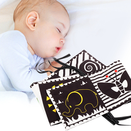 Cross-border new product baby visual black and white color training early education book newborn shape crib with BB device