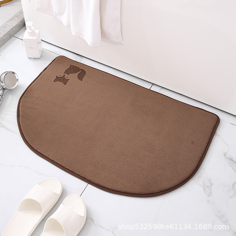 Alfombra de puerta semicírculo transfronterizo máquina lavable baño absorbente de secado rápido alfombra de esponja de memoria baño alfombra de piso de rebote lento