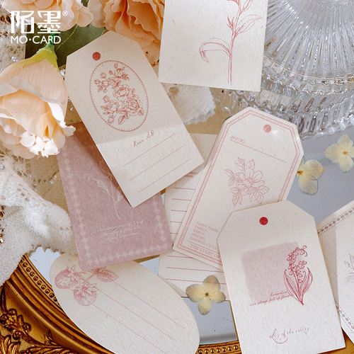Momo boxed material paper notes, Forest of All Things series, 6 types of retro notebook message and note base papers