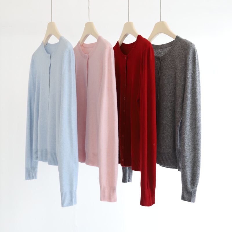 Seamless One-Line Ready-To-Wear Snowflake Velvet Soft and Skin-Friendly Bottoming Knitted Cardigan Women's Winter Single-Breasted Pure Color Top