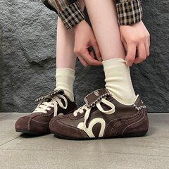 复古翻盖德训鞋女2025秋季新款百搭内增高圆头休闲鞋阿甘鞋运动鞋