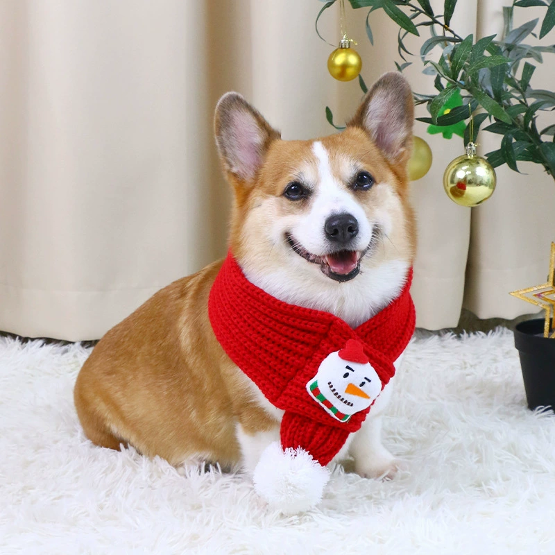 Домашние собаки нагрудник новогодние новогодние рождественские украшения кот Тедди Чай Ину Корги Маленькая собака зимний орнамент шарф