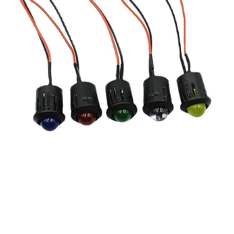 Светодиод 8 мм 3V/5V/6V/9V/12V малогабаритный круглый светодиодный элемент, 12 мм, черная изоляционная гильза, провод 20 см