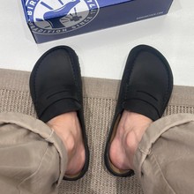 【现货】真皮大码41-45男女同款包头勃肯鞋外穿新款厚底半拖单鞋
