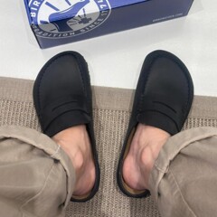 【现货】真皮大码41-45男女同款包头勃肯鞋外穿新款厚底半拖单鞋