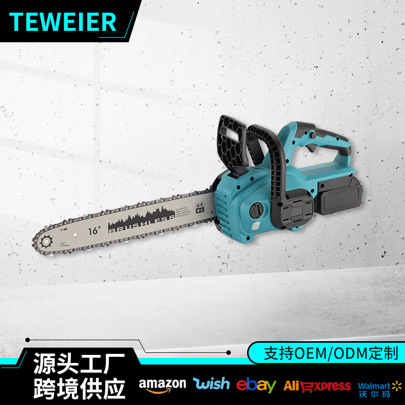 Sierra de cadena eléctrica de mano multifuncional de 12 pulgadas para carpintería jardín Sierra de madera de 16 pulgadas para comercio exterior de alta potencia cubierta de motosierra de litio sin escobillas