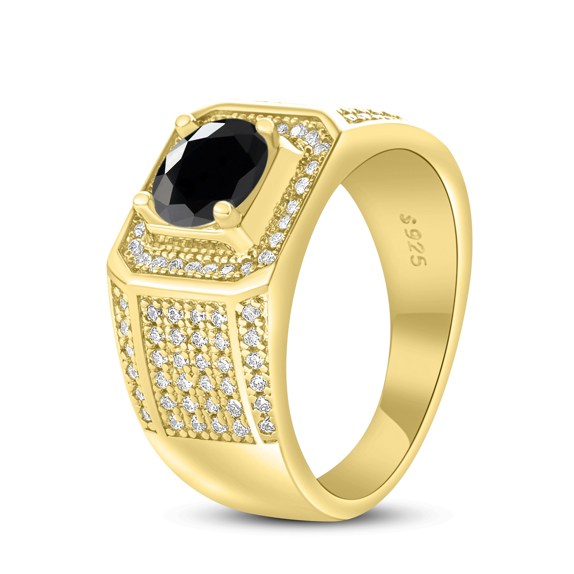 Anillo de hombre de plata esterlina 925 1 quilates de piedra de mosaico anillo de hombre chapado en oro atmósfera para enviar a los fabricantes de novio en stock al por mayor