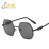 Metal sunglasses, brand retro fashionable glasses solar-powered, European style