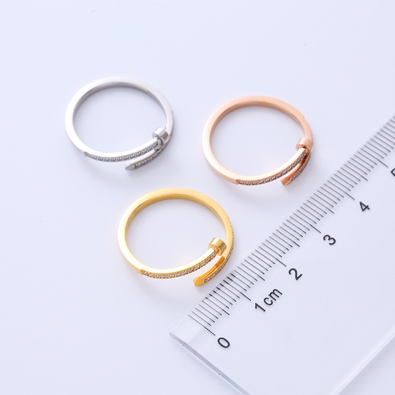Simple Style Geometric Titanium Steel Rings Inlaid Zircon Stainless Steel Rings