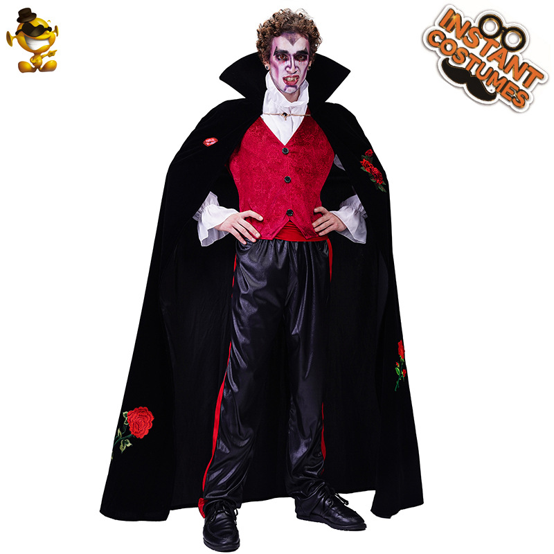 Hombres y mujeres adultos pareja de Halloween Rosa bordado vampiro rol etapa rendimiento partido traje