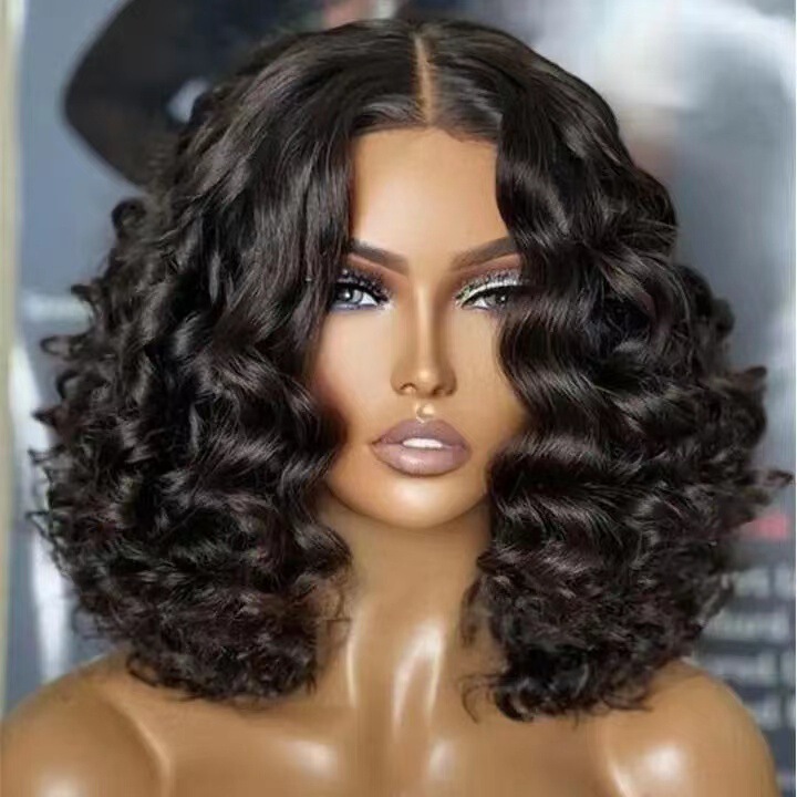 Amazon European and American Women's Wig High Temperature Silk Chemical Fiber Full Top Headgear Short Curly Hair Small Wave Wig Wholesale