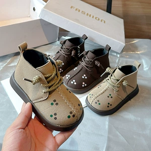 Martens, демисезонные нескользящие ботинки, короткие сапоги для девочек, детские туфли, мягкая подошва