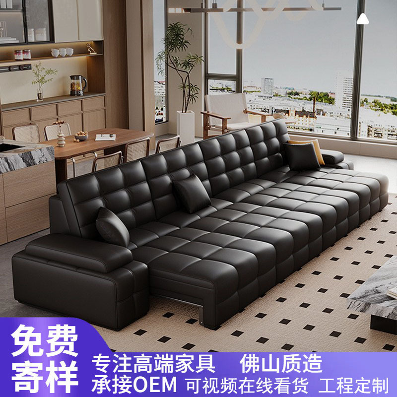 真皮沙发三人位劳伦斯电动沙发床多功能智能伸缩意式极简轻奢客厅