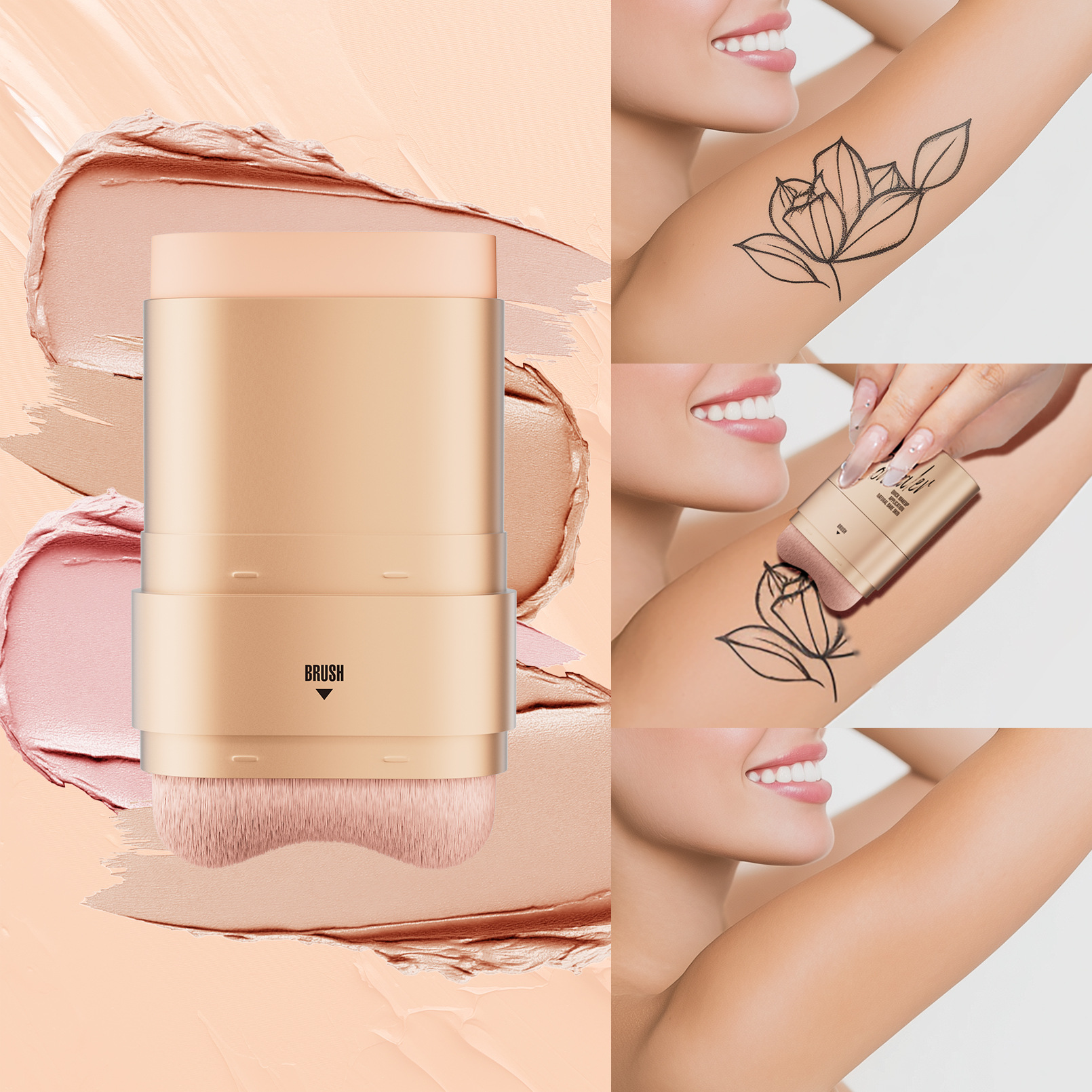 HelloKiss Eraser Concealer Stick – wasser- und schweißfest, deckt Aknenarben, Hautunreinheiten und Tattoos ab, doppelseitiger Concealer_voghion.com