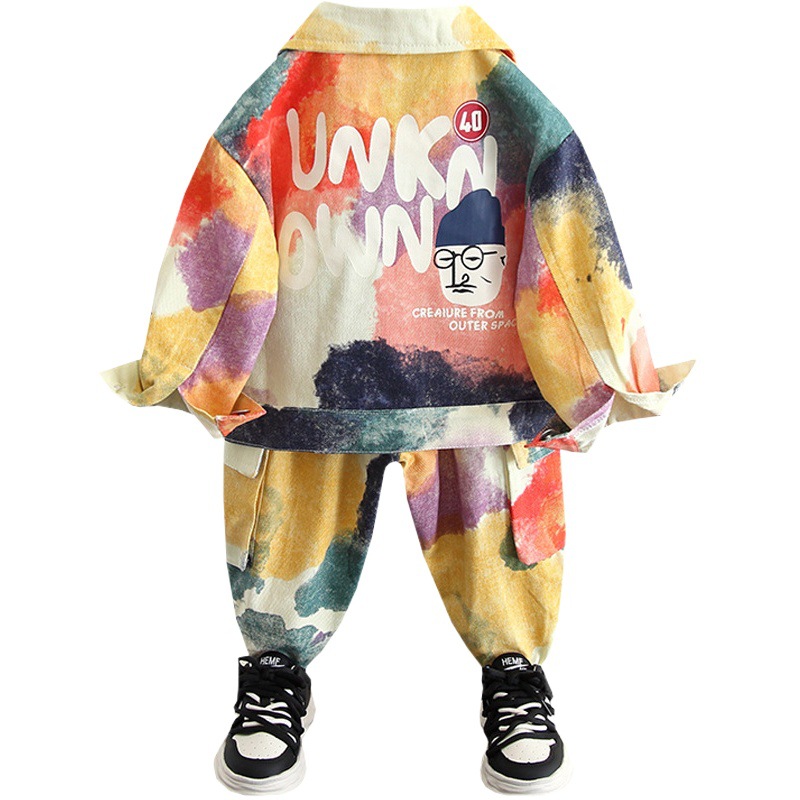 4158 Traje de camisa de otoño para niños 2025 Nuevo estilo Chaqueta para niños de dos piezas Niño bebé Primavera y otoño