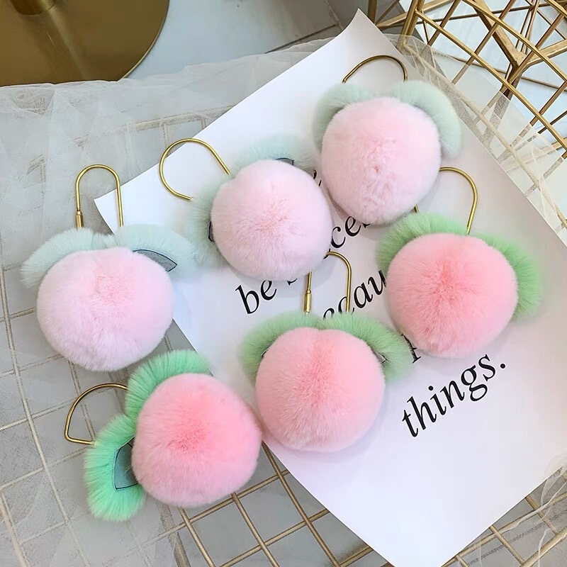New Peach Rex Rabbit Fur Bag Pendant Holiday Gift Ornaments Mao Mao Pendant Car Pendant Keychain
