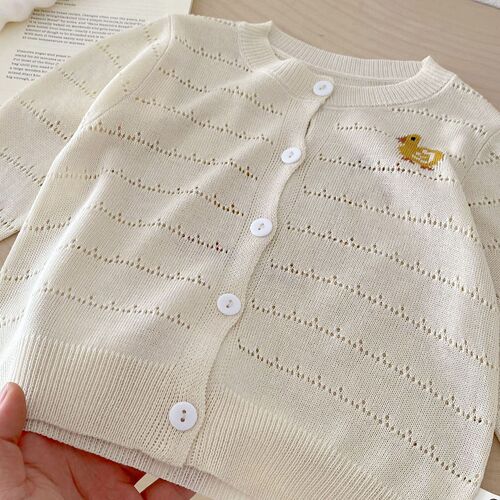 Children's Cartoon Knit Sweater 0-6 Years Summer Korean Children's Clothing Girls' Cardigan Boy Baby Summer Wear Thin AY477 Korean Style