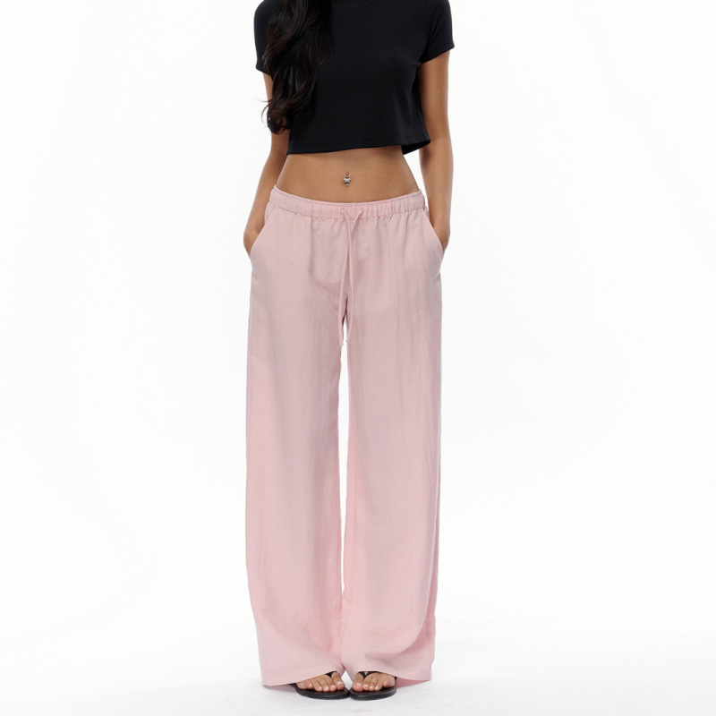 Old Money Style Ins Blogger Style Minimalist Casual Versatile Imitation Tencel Linen Blend Elastic Waist Straight-Leg Pants Old Money Style Ins Blogger Style Minimalist Casual Versatile Imitation Tencel Linen Blend Elastic Waist Straight-Leg Pants