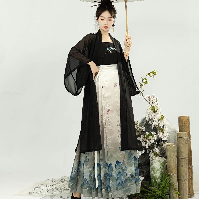 Nine Imperial Noble Attire: Thousand Mountains Hanfu Women's Mamian Skirt, Song Dynasty Style, Changgan Temple New Chinese Style Daily National Style Commuting Outfit