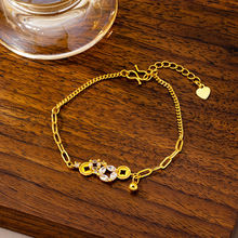 越南沙金镶锆钱币手链女跨境爆闪铜钱手饰设计感久不掉色饰品厂家