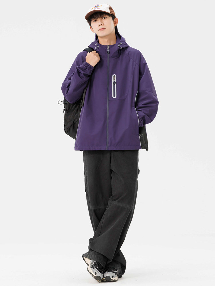 2025年秋季上新 日系潮流时尚连帽夹克外套(75D乱格面料）防泼水