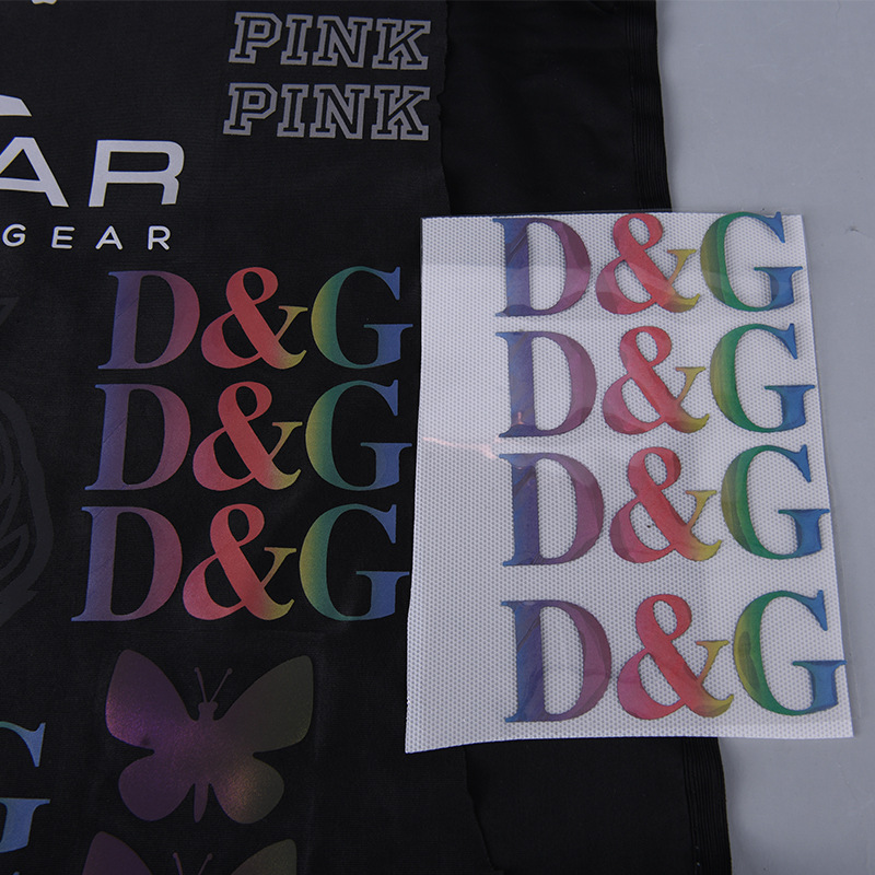 厂家喷绘彩虹反光刻字膜 耐水洗背包反光布 打印反光条彩刻字膜