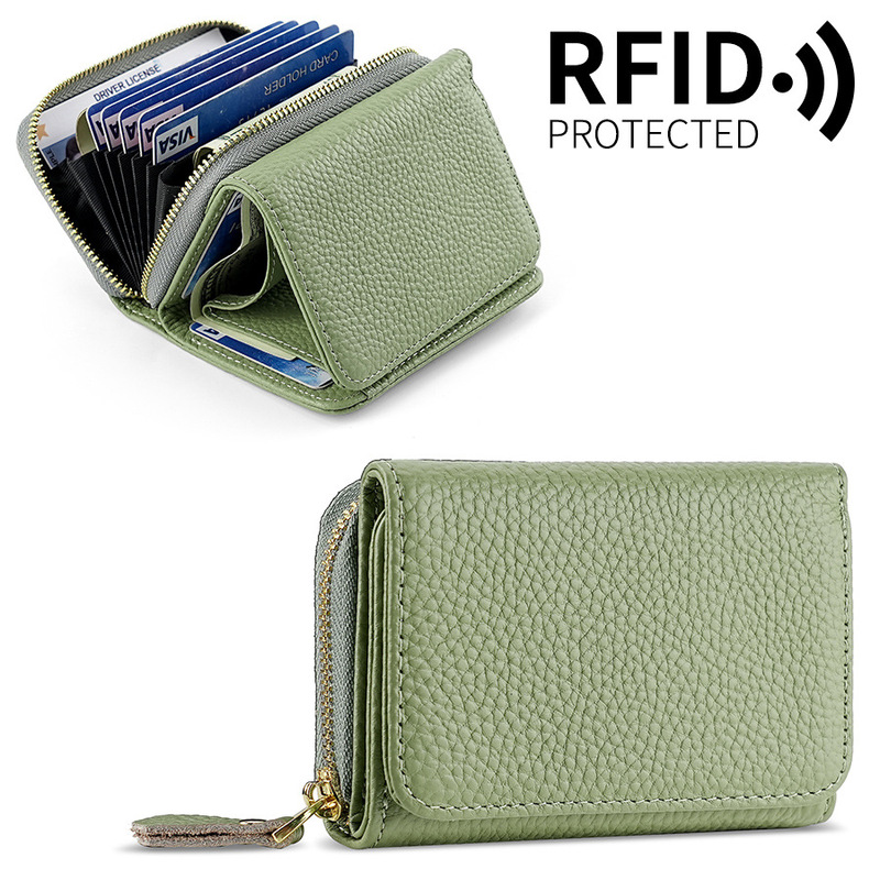 Japanese Style Short Genuine Leather Women Three-fold Mini RFID Wallet Large Capacity Card Bag New Multi-function Coin Bag Japanese Style Short Genuine Leather Women Three-fold Mini RFID Wallet Large Capacity Card Bag New Multi-function Coin Bag
