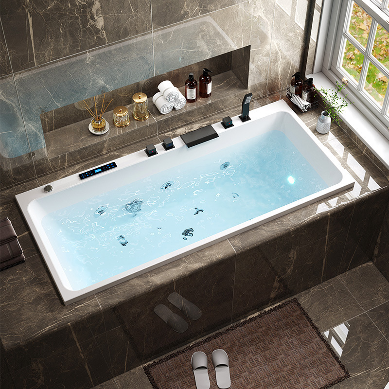 Wholesale embedded bathtub intelligent constant temperature heating massage self-made no skirt thin edge household adult acrylic bathtub Wholesale embedded bathtub intelligent constant temperature heating massage self-made no skirt thin edge household adult acrylic bathtub