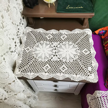 手工鈎針鈎花沙發靠背扶手巾歐式復古鏤空純棉裝飾蓋布40*60米白
