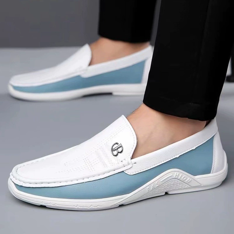 Новые мужские кожаные ботинки Мужские ботинки из бобов Кожаные мягкие ботинки на мягкой подошве легкие и удобные повседневные дышащие кроссовки