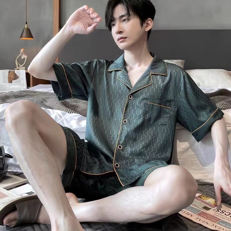 Jacquard verde oscuro mangas cortas