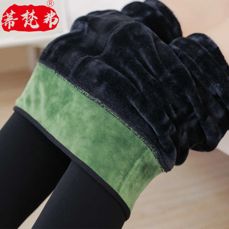 Leggings winter Plush thickening one lady Autumn and winter Exorcism Long johns Stirrup Warm pants black Cotton pants