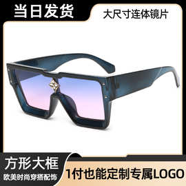 大框百万富翁太阳眼镜女士精致高档防紫外线连体方形跨境大牌同款