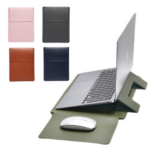 Multifunctional Stand Cooling Laptop Sleeve Three-In-One Computer Bag Cosmetics Bag Leather Case Suitable for MacBook