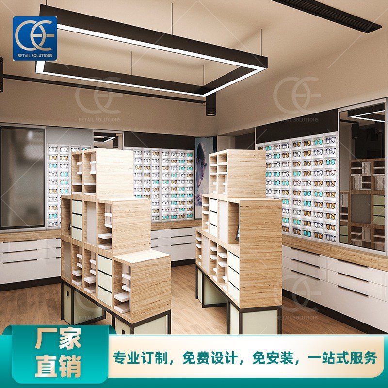 简约眼镜柜台展示柜 创意靠墙多层近视眼镜陈列柜中岛玻璃柜台