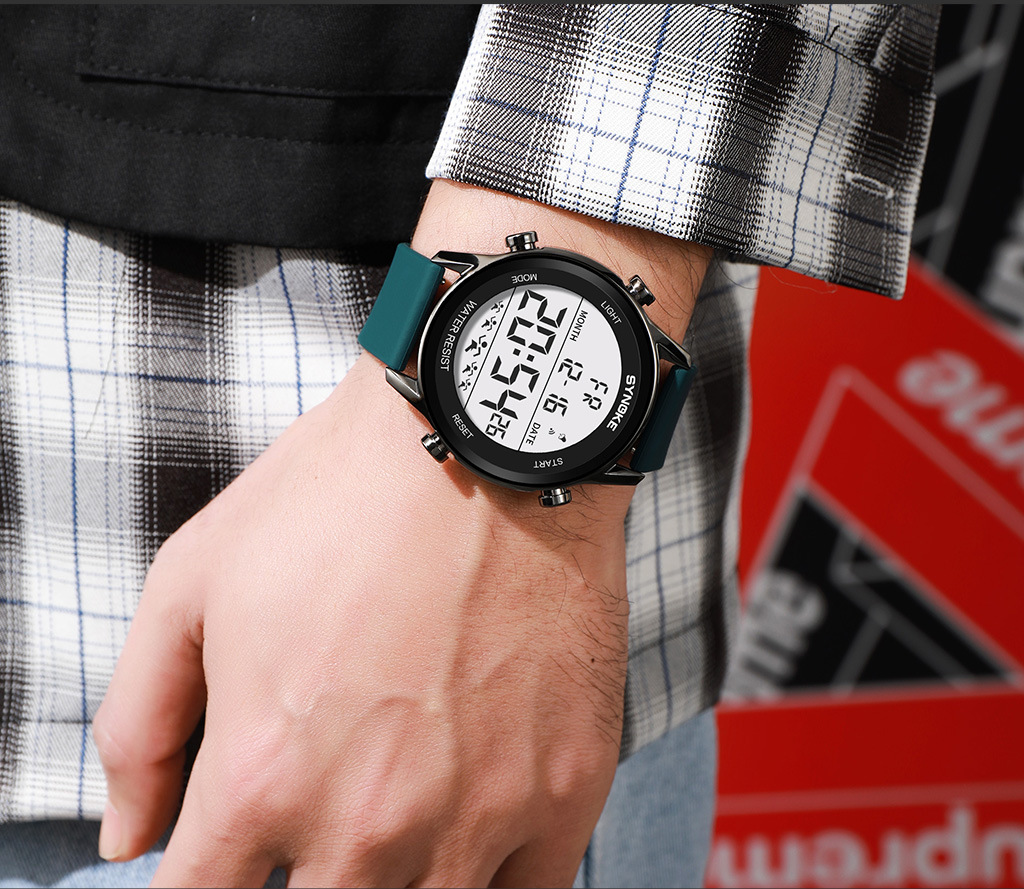 SYNOKE Men's Sports Silicone Electronic Watch Waterproof Luminous Large Screen Outdoor Mountaineering Watch Running Student Fashion_voghion.com