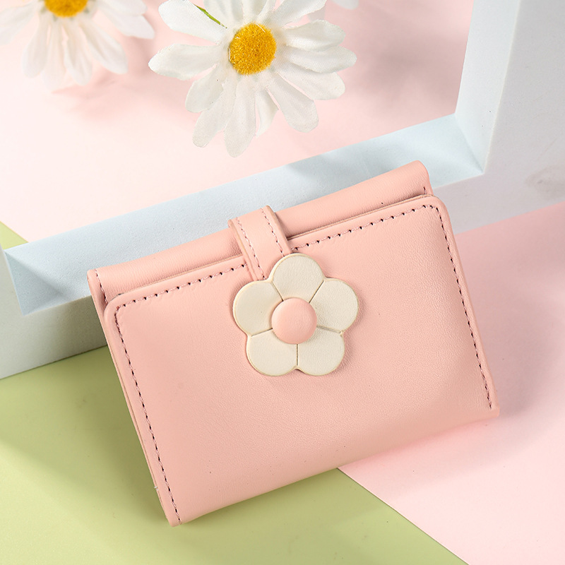 Cartera de regalo 2024, cartera corta para mujer, bonitas flores pequeñas, estilo coreano fresco, monedero para celebridades de Internet, envío directo
