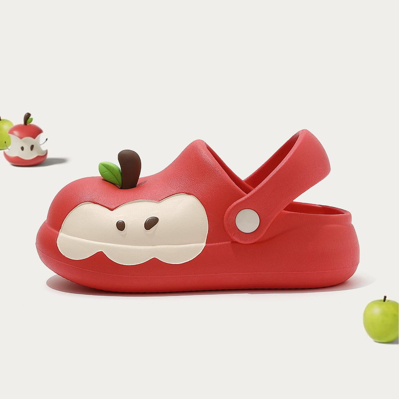 Red Apple Croc Shoes Women's 2025 New Cute Baotou Bubble Shoes Soft Sole Plaid Half Slippers Internet Celebrity Sandals