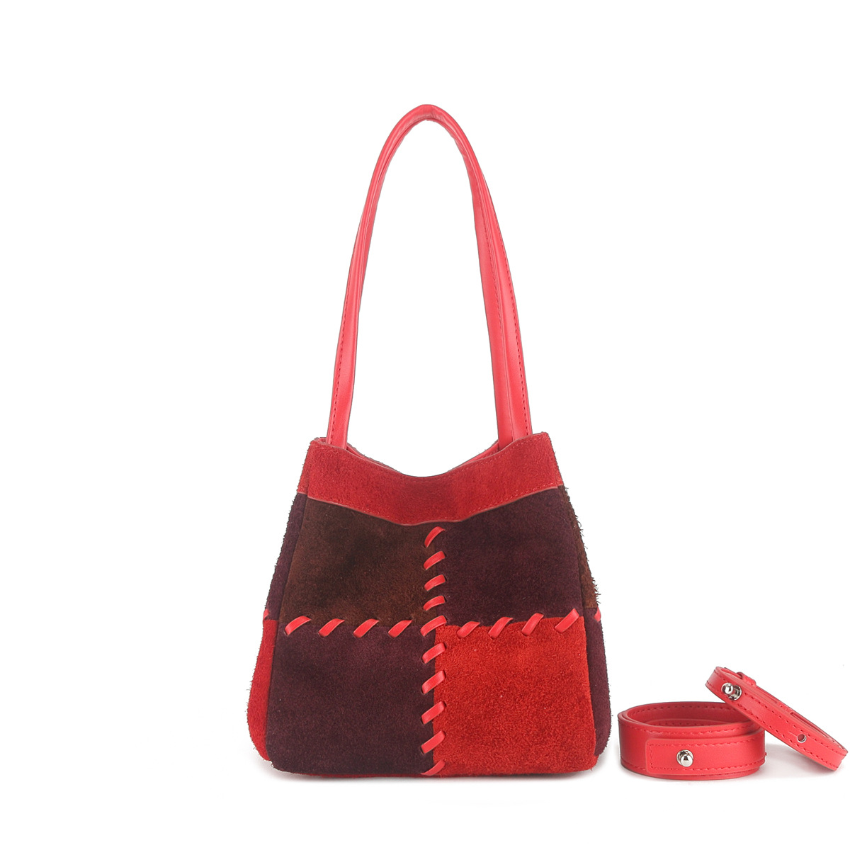Niche New Retro Matte Cowhide Basket Handbag Contrast Color Dice Bag Fashion Shoulder Bag For Women - Thumbnail 7