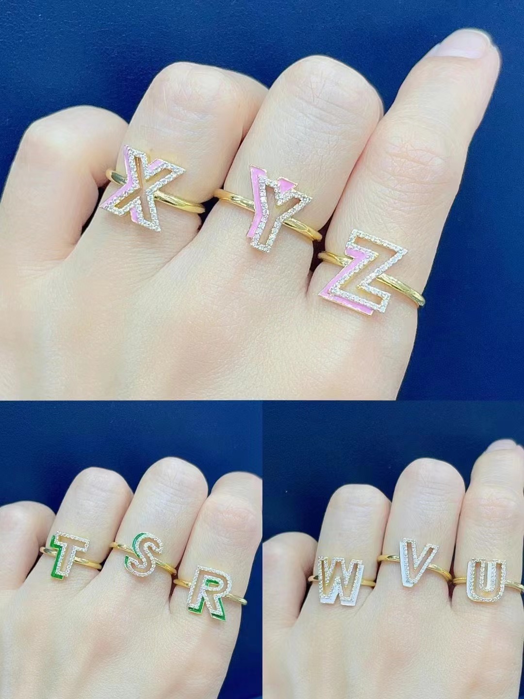 13g Weight Electroplating Gold Plating Process 18K Real Gold Plated Plating Material Artificial Gemstones Inlay Material Sweet Letter Metal Enamel Plating Inlay Artificial Gemstones Women's Rings