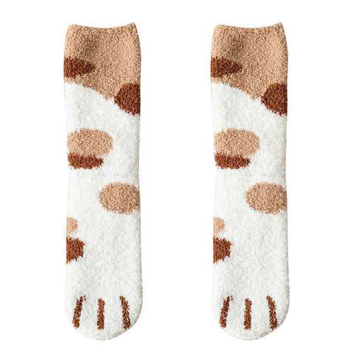 Coral velvet socks half velvet socks new autumn winter cat claw socks for women warm and cute sweet girl lined and thick wholesale