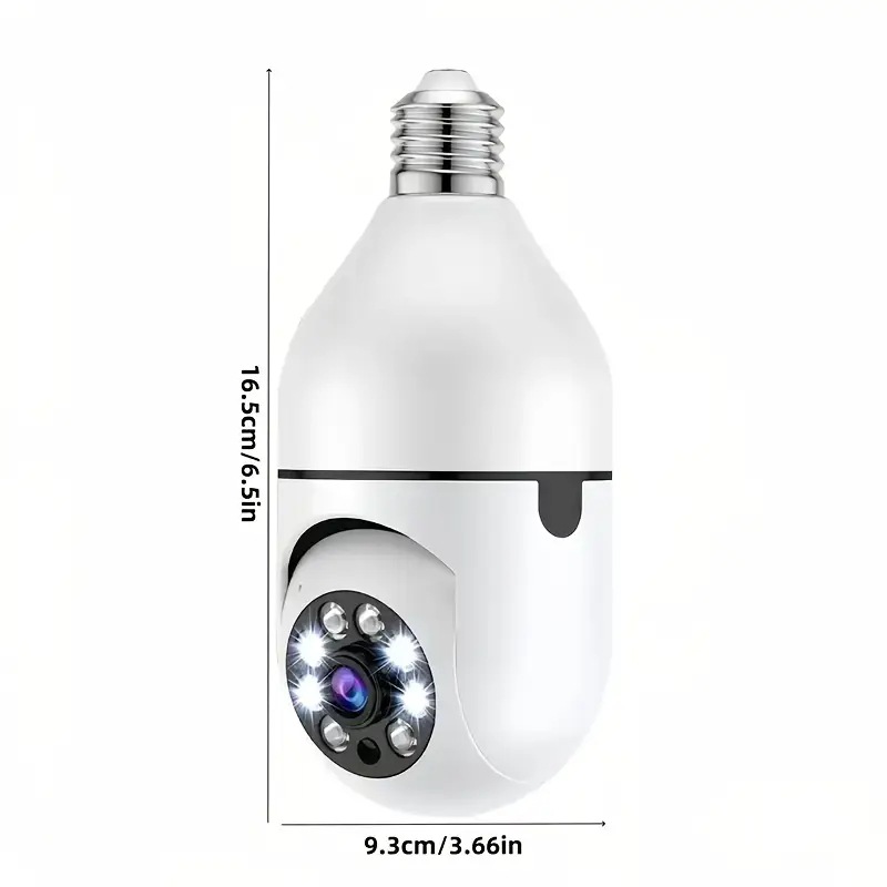 Cámara bombilla panorámica E27, cámara bombilla inalámbrica, 360 grados giratoria, visión nocturna a color, venta directa de fábrica.