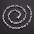 50cm copper braided hip hop necklace - 6mm wide - silver